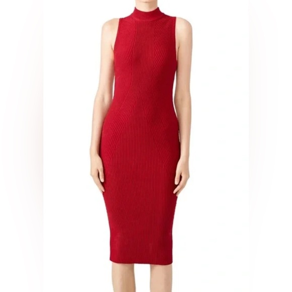 Nicole Miller Red Ribbed Sheath Dress Size M - Picture 2 of 11